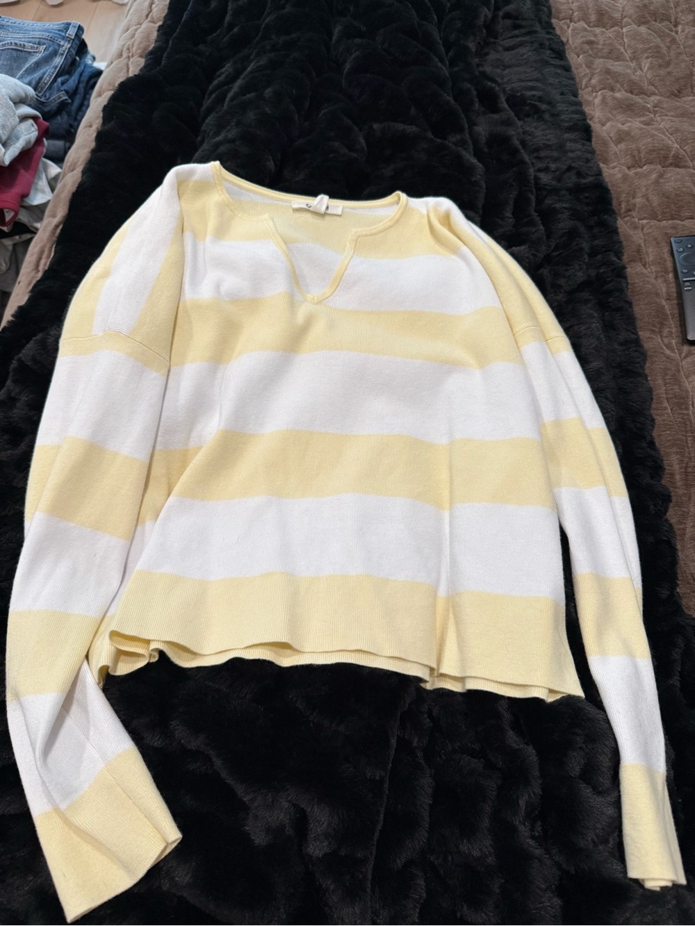 Splendid Yellow and White Striped Lightweight Sweater